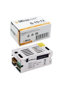 Блок питания SWG 12V 15W IP20 1,25A S-15-12 900045