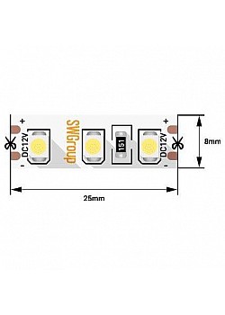 Светодиодная лента SWG 9,6W/m 120LED/m 3528SMD теплый белый 5M 007258