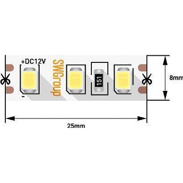 Светодиодная лента SWG 9,6W/m 120LED/m 2835SMD нейтральный белый 5M 007264