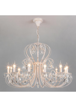 Подвесная люстра Eurosvet 3305/12 белый с золотом/прозрачный хрусталь Strotskis