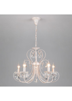 Подвесная люстра Eurosvet 3305/5 белый с золотом/прозрачный хрусталь Strotskis