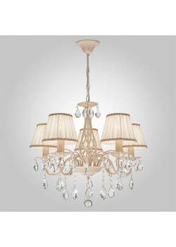 Подвесная люстра Eurosvet 10054/5 белый с золотом/прозрачный хрусталь Strotskis