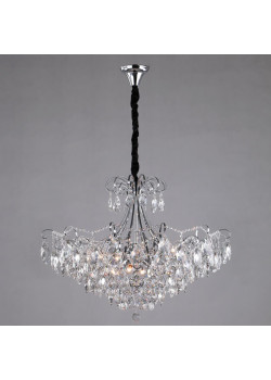Подвесная люстра Eurosvet 10080/12 хром/прозрачный хрусталь Strotskis